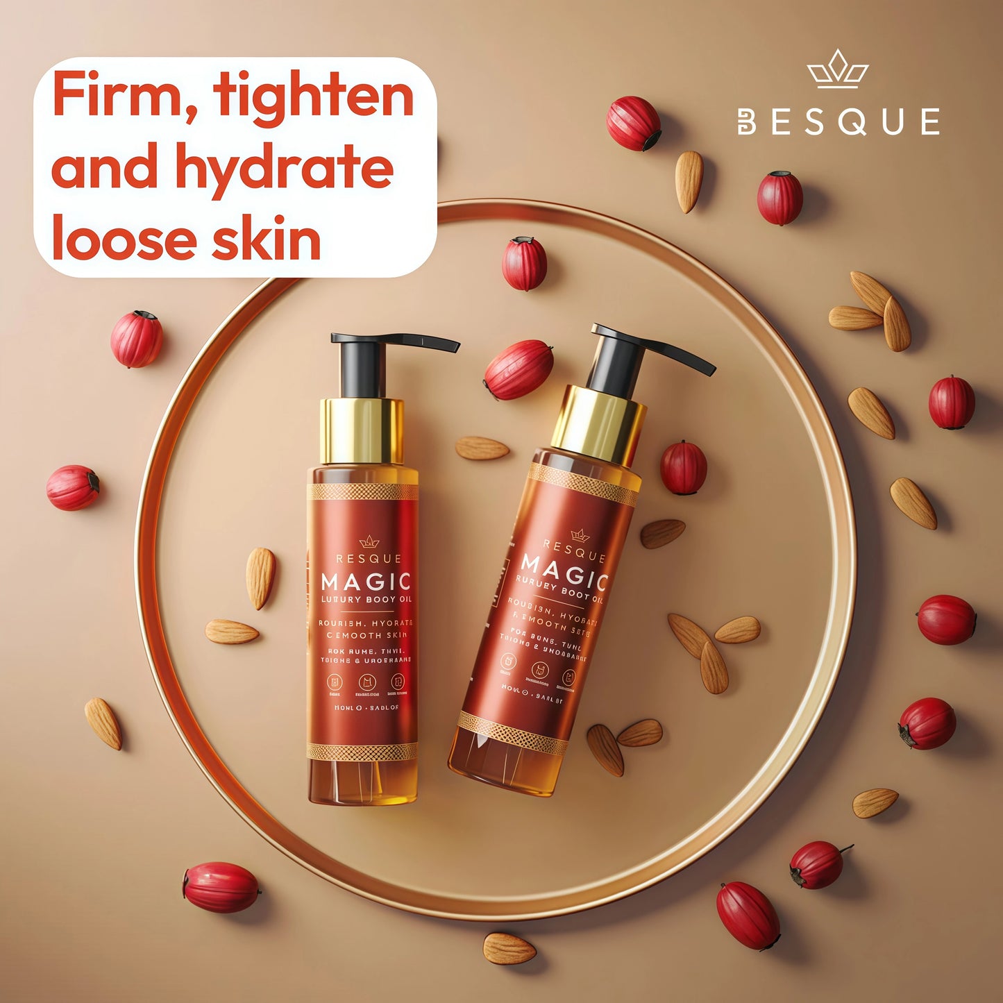 Besque Original Magic Body Oil 100ml, After Shower Body Oil For Women, Hydrating Skin Care For Full Body That Plumps, Tightens, & Firms Skin With Natural Ingredient- Pack of 1